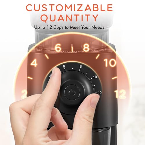 Electric Conical Burr Coffee Grinder with 30 Grind Settings, Anti-Static, Compact Home Use