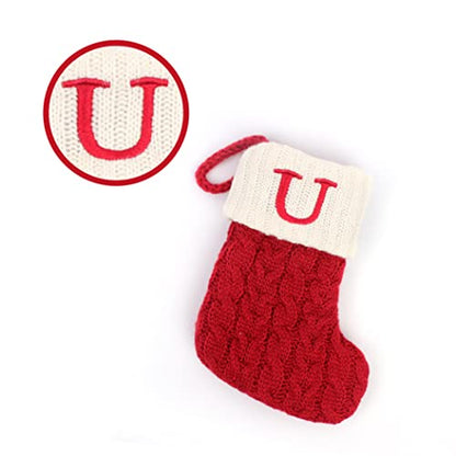 Personalized Christmas Stockings with Embroidered Initials - 7.1 Inch Holiday Decor