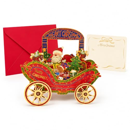 Red Christmas Vintage Car Greeting Card with Envelope for Son Granddaughter & Family