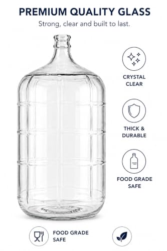 5 Gallon Clear Glass Fermentation Carboy with Cork Finish - Italian Made