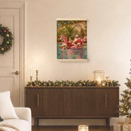 IIIBEBEYSALO Tropical Christmas Santa Wall Art Poster 12x16 Inch - Christmas-6