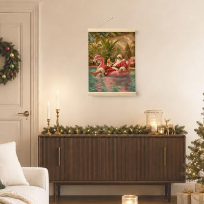 IIIBEBEYSALO Tropical Christmas Santa Wall Art Poster 12x16 Inch - Christmas-6