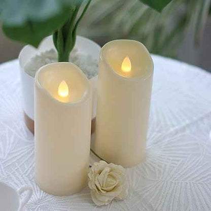 2 Pack Outdoor Battery Operated Candles with Timer (3x7 Inch) Waterproof Flameless Flickering Pillar Candles Plastic LED Fake Candle for Halloween Christmas Decoration Outside Lantern Festival Decor