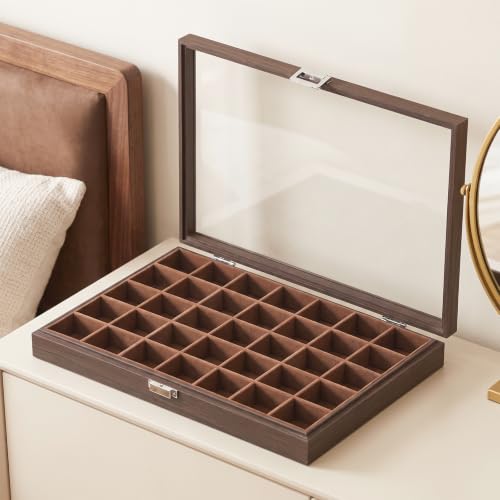 Coward Wooden Jewelry Organizer Box - 35 Grid Dark Finish