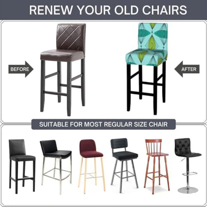 Crunzeyu Pattern-2 2 Pack Ogee and Starburst Bar Stool Seat Covers Washable