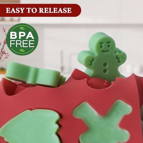 Mini Christmas Candy Molds 2PCS, Silicone 72 Cavity Chocolate & Gummy Set