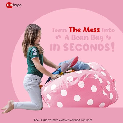 Pink Dot Wekapo Stuffed Animal Storage Bean Bag Chair Cover - XX-Large Kids