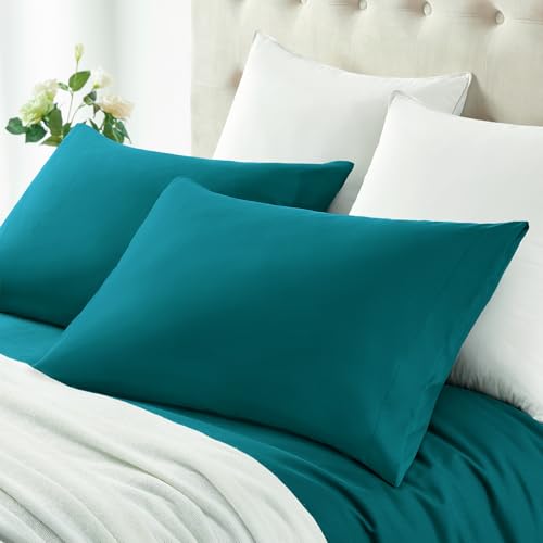 Standard 20x26 Inch Teal Microfiber Pillowcases - 2 Pack