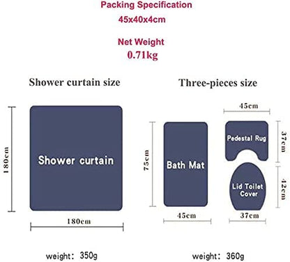 Christmas Shower Curtain Set with 12 Hooks Waterproof Bathroom Decor 71x71 Inch