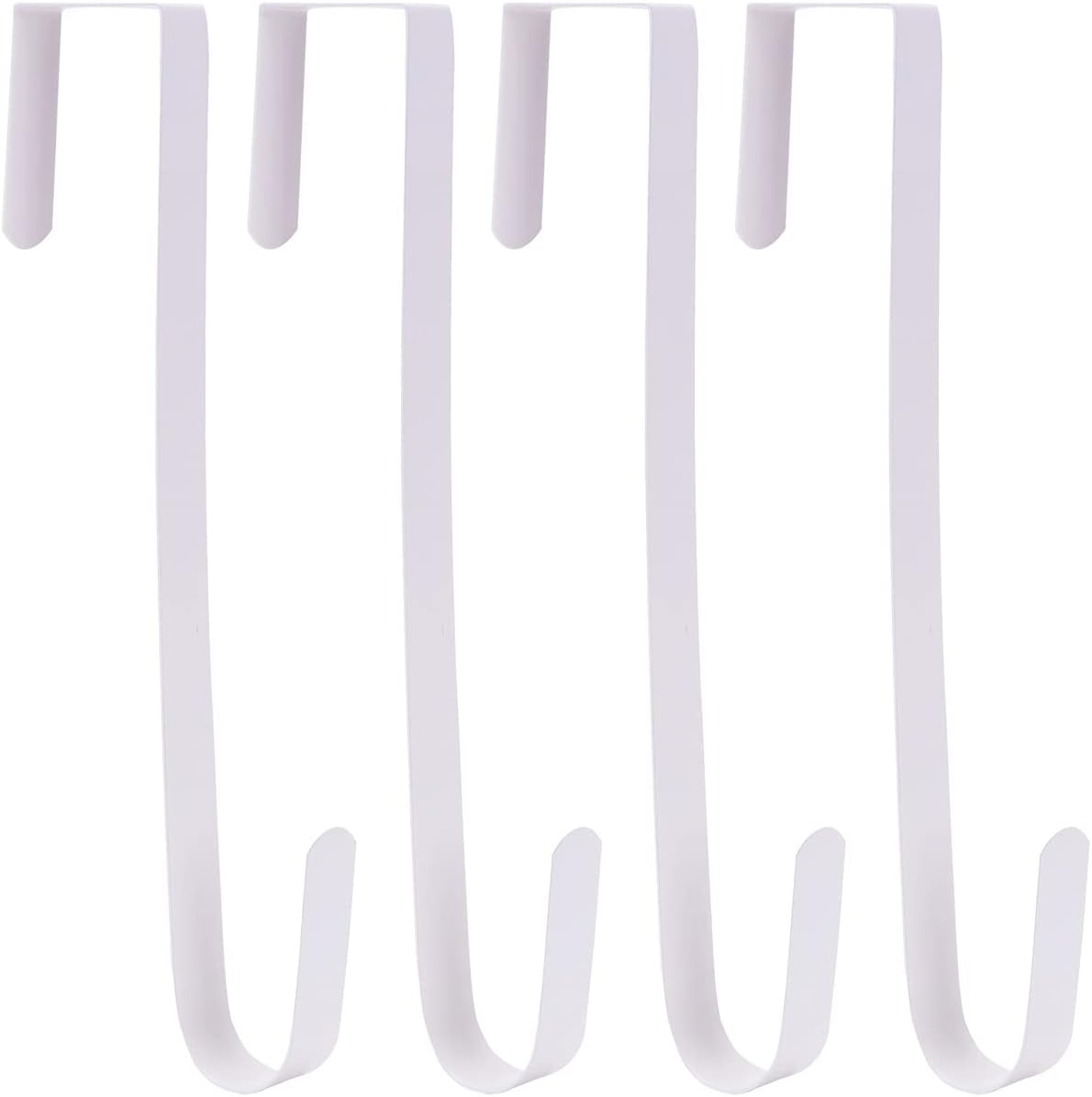 Wreath Hanger - Durable Steel Over The Door Hook for Front Door | White, 4