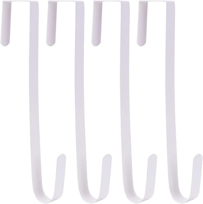 Wreath Hanger - Durable Steel Over The Door Hook for Front Door | White, 4