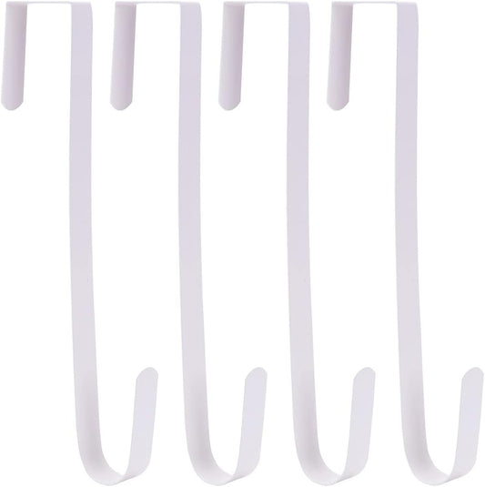 Wreath Hanger - Durable Steel Over The Door Hook for Front Door | White, 4