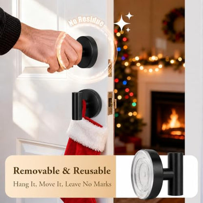 Black Suction Cup Wreath Hanger for Front Door and Glass Windows - No Drill Hooks