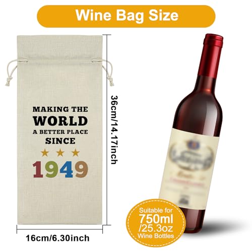 Sazuwu 75th Birthday Gifts Men Women Birthday Wine Bag 1949 Birthday Gifts 75 Year Old Birthday Gifts for Mom Dad Wine Bottle Decoration Bag Birthday Gifts for Turning 75 Wine Accessory Gifts