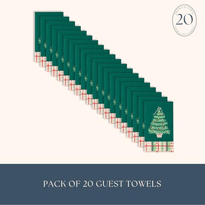 Bonjour Fete Christmas Plaid Tree Guest Towels 20 Pack - 4.25 x 7.75 Inch Variation of THIS listing