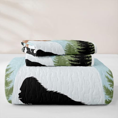 Bigfeet Silhouette Kids Quilt Set Full Size Bedspread with Pillow Shams - Variation of Bigfeet 24 / Full