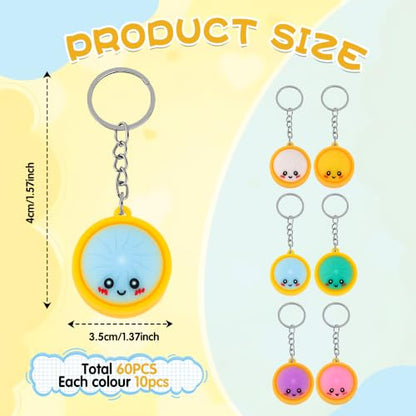 Mini Dumpling Keychains Set - 60 Colorful Food-Themed Bag Charms