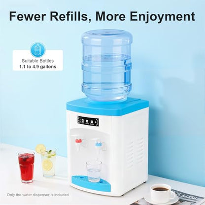 Countertop Water Cooler Dispenser with Hot Cold Room Temp Water 3-5 Gallon Capacity