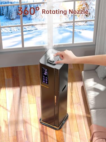 Let'me Black Large Room Humidifier 2.64Gal with Warm & Cool Mist, 3 Modes, 24H Timer