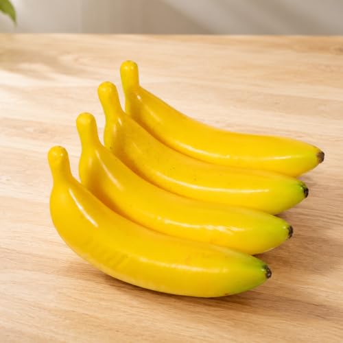Artificial Banana Foam Decoration 4 Pack - Realistic Faux Fruit for Home & Photography