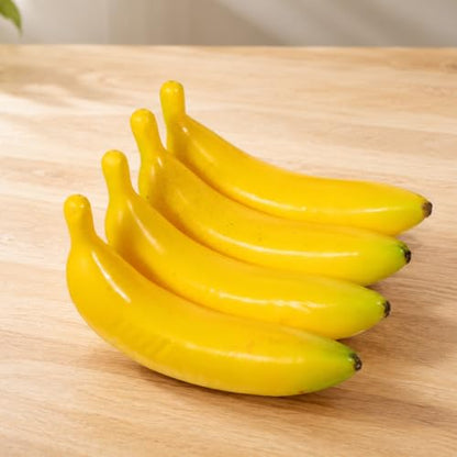 Artificial Banana Foam Decoration 4 Pack - Realistic Faux Fruit for Home & Photography