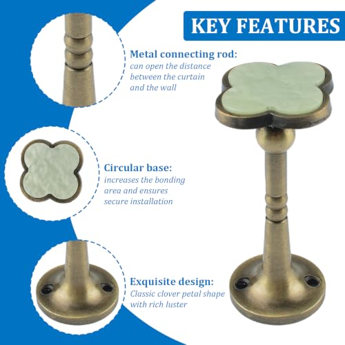 Black Antique Bronze Four Leaf Clover Curtain Hooks 2Pcs - Mother of Pearl Decor