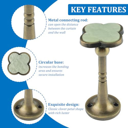 Black Antique Bronze Four Leaf Clover Curtain Hooks 2Pcs - Mother of Pearl Decor