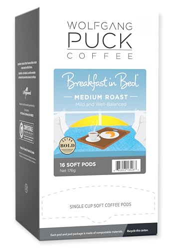 Wolfgang Puck Coffee, Breakfast in Bed Pods, 12 Gram Pods, 16 count