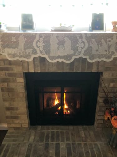 Christmas Fireplace Mantel Scarf White Lace Nativity Decor 20x90 Inches