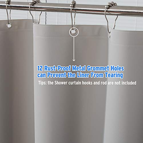 AmazerBath Plastic Shower Curtain, 72 x 84 Inches PEVA Thick Bathroom Plastic Shower Curtains with Heavy Duty Clear Stones and Grommet Holes-Grey