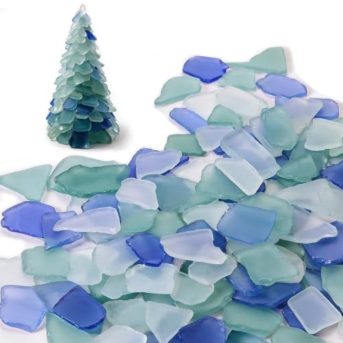 Blue Sea Glass for Crafts 34oz Bulk Beach Decor & Mosaic Art