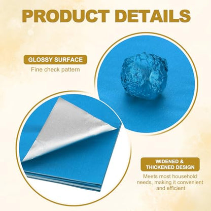 Blue 6x6 Inch Foil Candy Wrappers Fine Grid Pack of 100