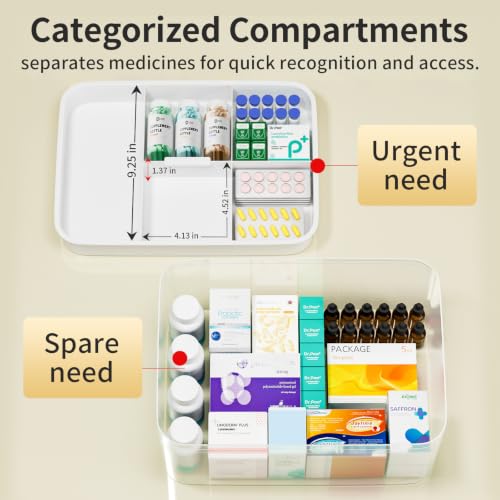 White 2-Tier Medicine Organizer Storage Box with Removable Tray 12.59"x9.45"