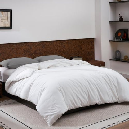 Lightweight Wool Comforter Twin Set with Cotton Duvet Cover - Breathable & Washable