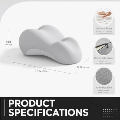 Memory Foam Wedge Support Pillow - Ergonomic Prone Pillow, Light Gray