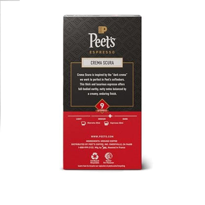 Peet's Coffee Medium Roast Espresso Capsules - 100% Arabica, Intensity 9, 50 Count (5 Boxes of 10)