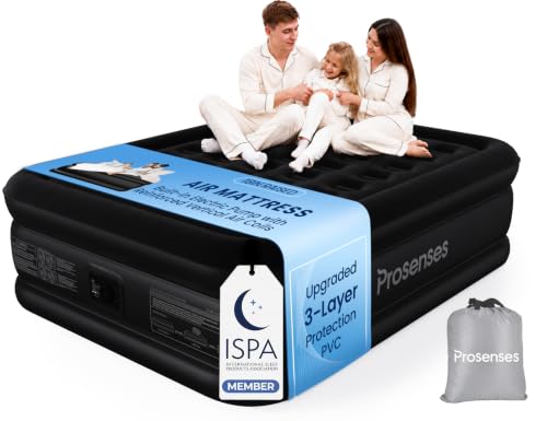 Queen Air Mattress with Built-in Pump - Midnight Black, 18in Raised Bed