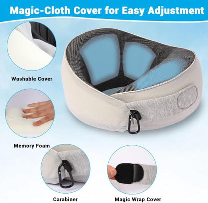 Travel Neck Pillow for Airplanes and Cars - Memory Foam Support for Long Flights