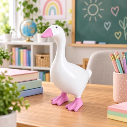 Pink Desk Goose 7 Inch Cute Desktop Statue Gift for Women - LINLINGTOYS