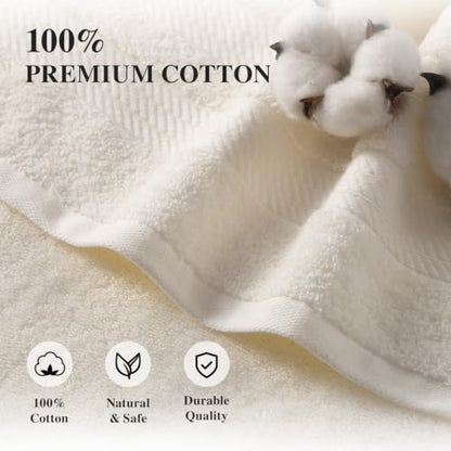 Ecolook 4 Pack Cream Hand Towels - 500 GSM Cotton, Bathroom & Kitchen