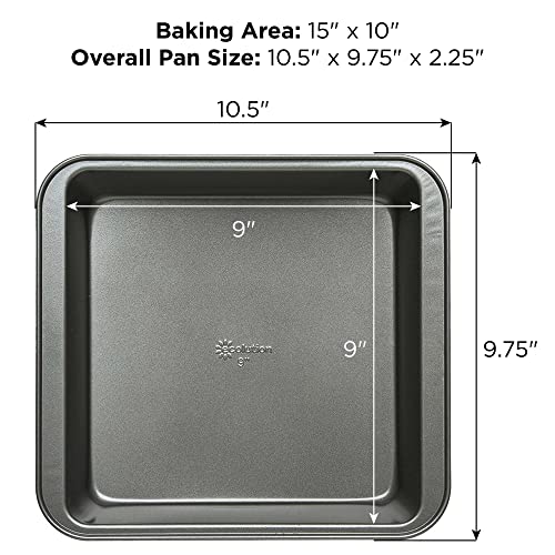 Ecolution Bakeins Cookware Non-Stick Heavy Duty Carbon Steel, Square 9”, Gray