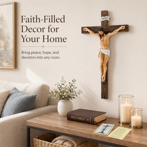 Reviamz 10 Inch Jesus Crucifix Wall Cross Catholic Decor Religious Wall Art