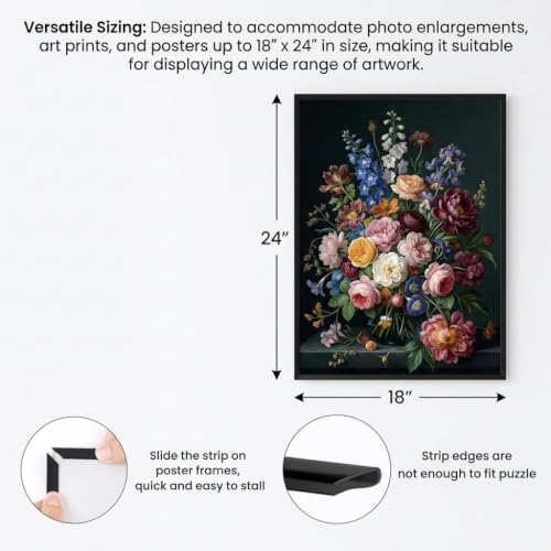 18x24 Black Flat Profile Picture Frame Wall Mount Poster Frame