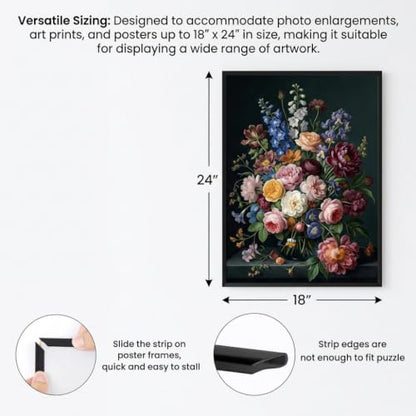 18x24 Black Flat Profile Picture Frame Wall Mount Poster Frame
