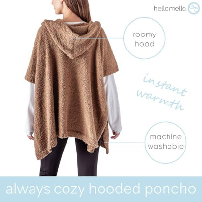Hello Mello Always Cozy Mushroom Hooded Poncho - Soft Oversized Wrap