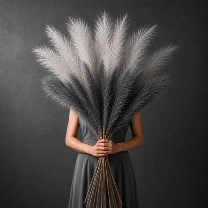 Artificial Pampas Grass Stems 45 Inch Set - Faux Decor for Home & Events