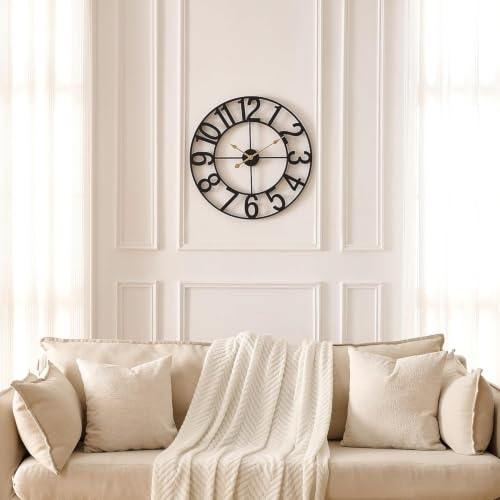 14 Inch Silent Battery Operated Vintage Metal Wall Clock for Living Room & Kitchen