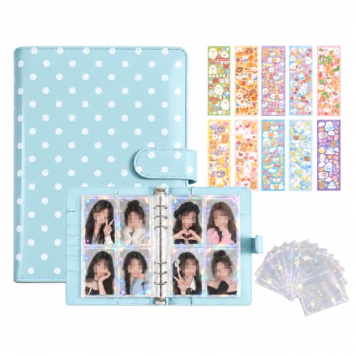 Blue A5 Kpop Card Binder with 25 Pocket Pages - PU Leather Collectible Organizer