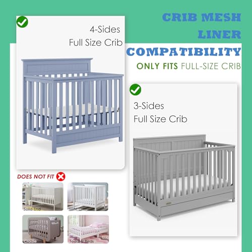 Pink Mesh Crib Liner for 52x28 Full-Size Crib - Breathable Baby Safety Guard - SUVQWJT