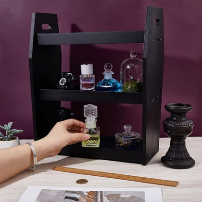 Gothic Coffin Makeup Shelf Organizer Black Beechwood Halloween Decor